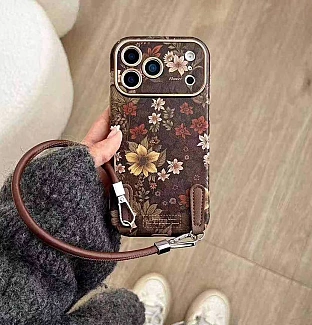 قاب Flower Brown با بند آویز آیفون